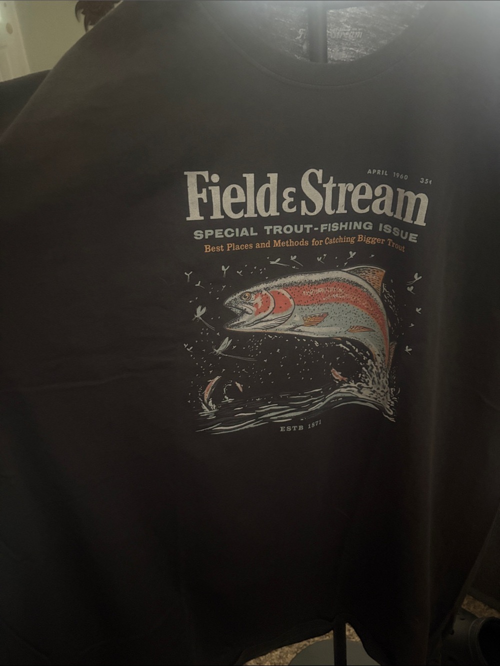 Field & Stream Black Tee with Multicolor Trout Graphic - Picture 2 of 4